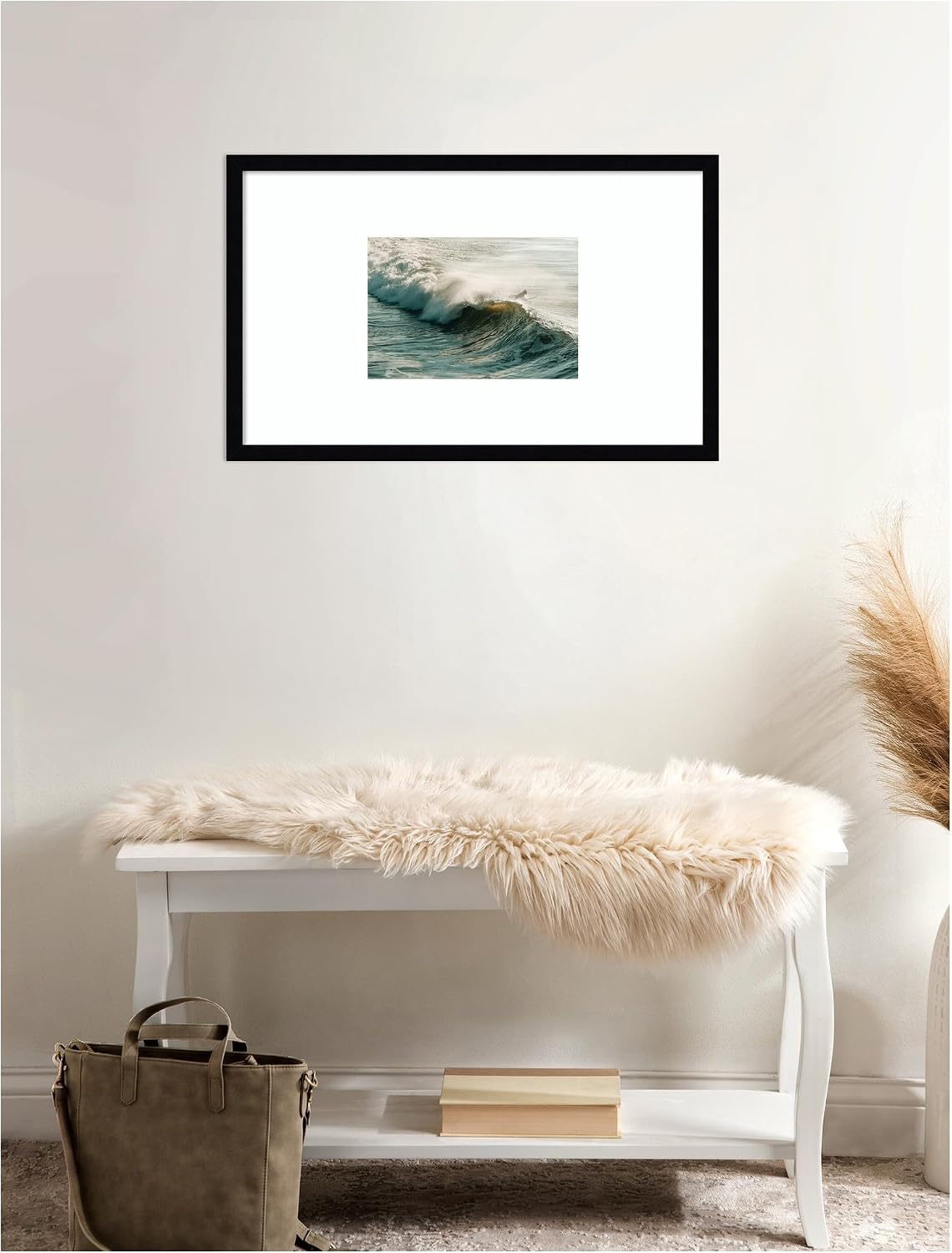 Kate and Laurel Framed Wall Art Print Morning Glow by Alicia Bock, 25 x 16, Svelte Noir Black Frame, Coastal, Sport Art for Wall Decor