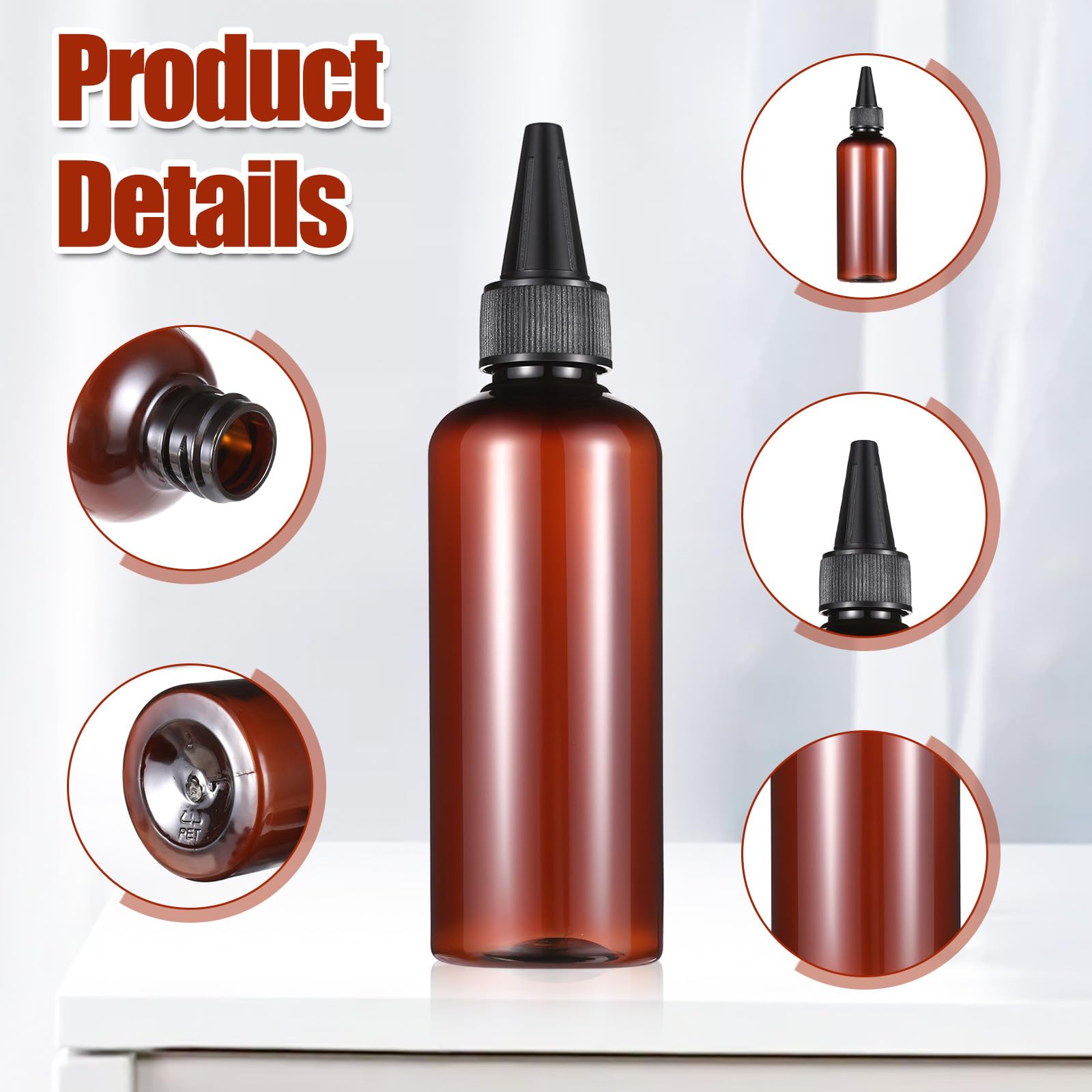 2x Haaröl-Applikatorflasche 110 Ml – Mit Skala, Spitzer Spitze, Aus PET, Für Haarfarbe, Öl & Pflege