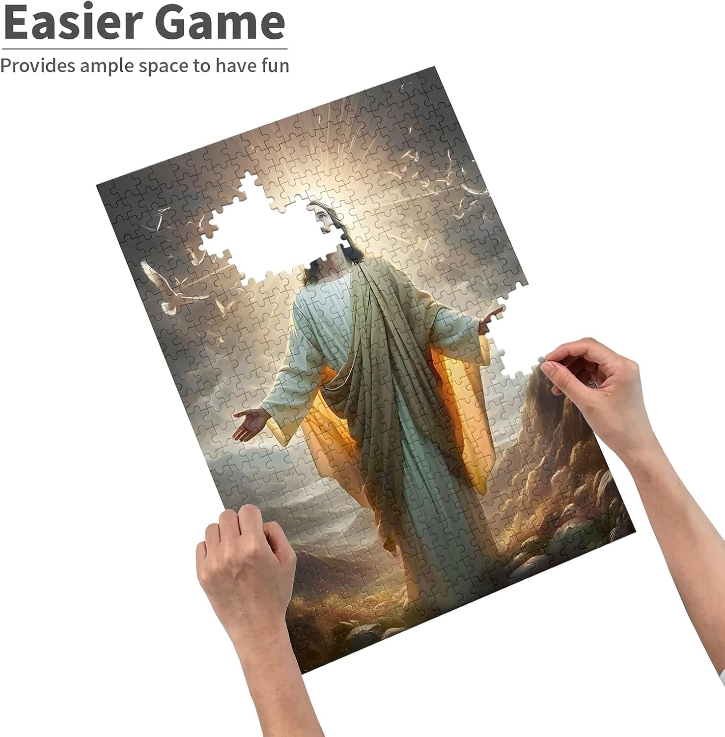 Jesus Puzzle，300 Pieces Premium Quality Wooden Puzzle，Stress Relieving Toys,Parent-Child Games,Gifts,Educational Toys,Size: 15.7 x 11 inches and 1:1 Original Picture Poster