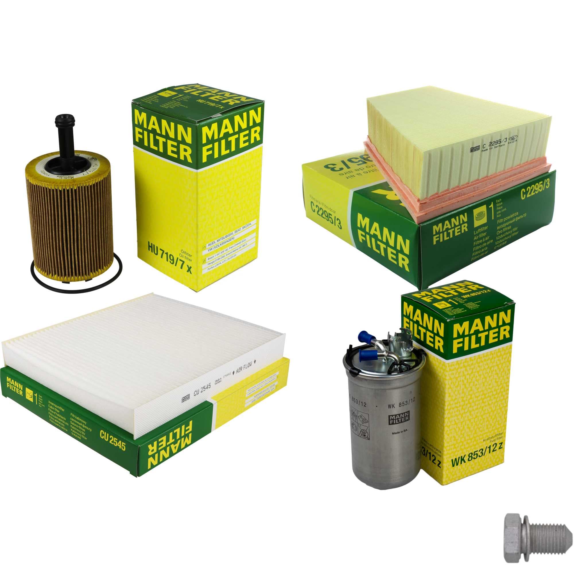 Il kit di ispezione contiene filtro olio, filtro aria, filtro abitacolo, filtro carburante, vite di chiusura per Polo 9N_ 1.9 TDI 1.4 9A4 9N4 Fabia I Combi 6Y5 6Y2 6Y3
