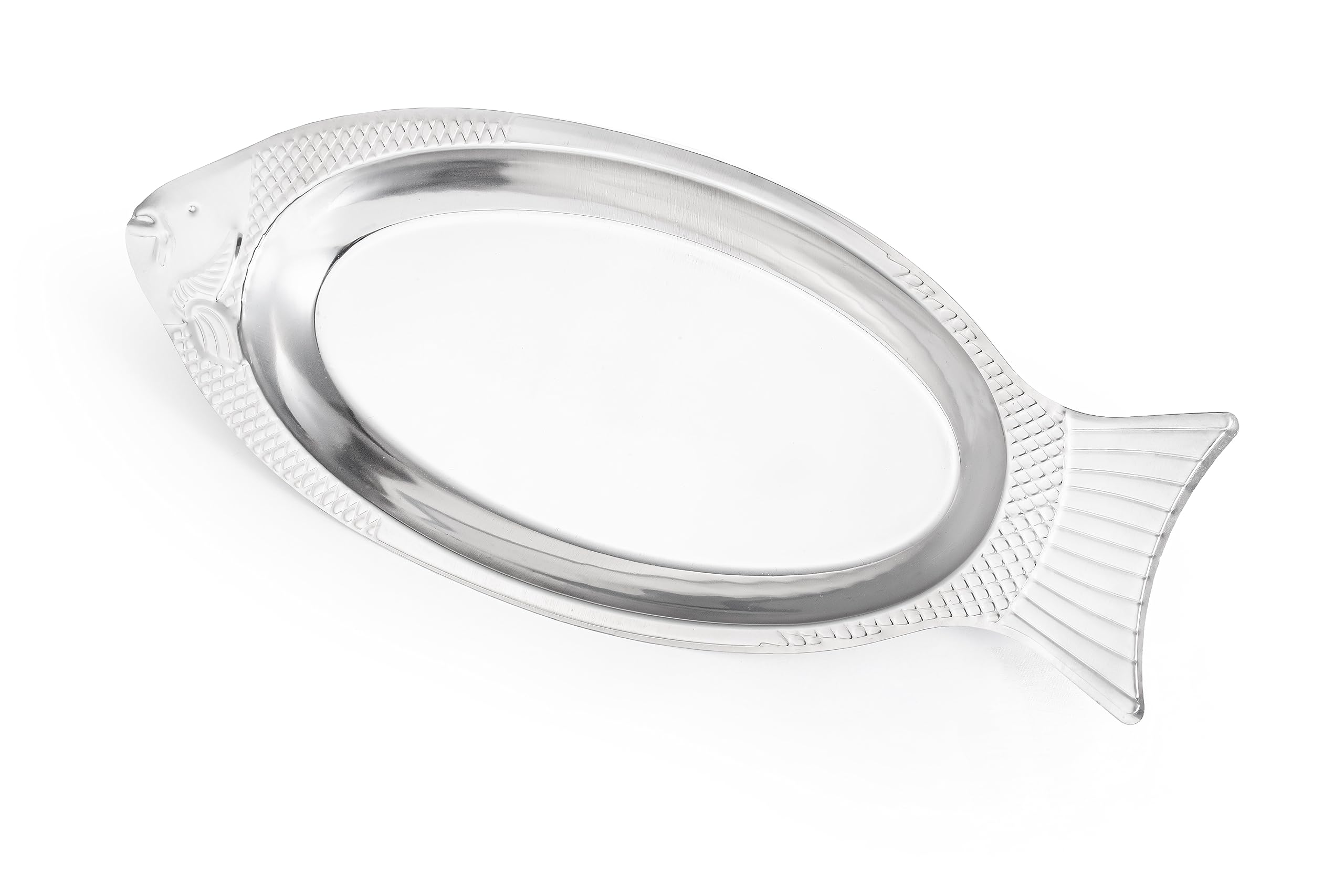 OFXDDOval Dinner Plates - Stainless Steel Plates - Fish Platter - Serving Tray for Meat, Appetizer, Dessert