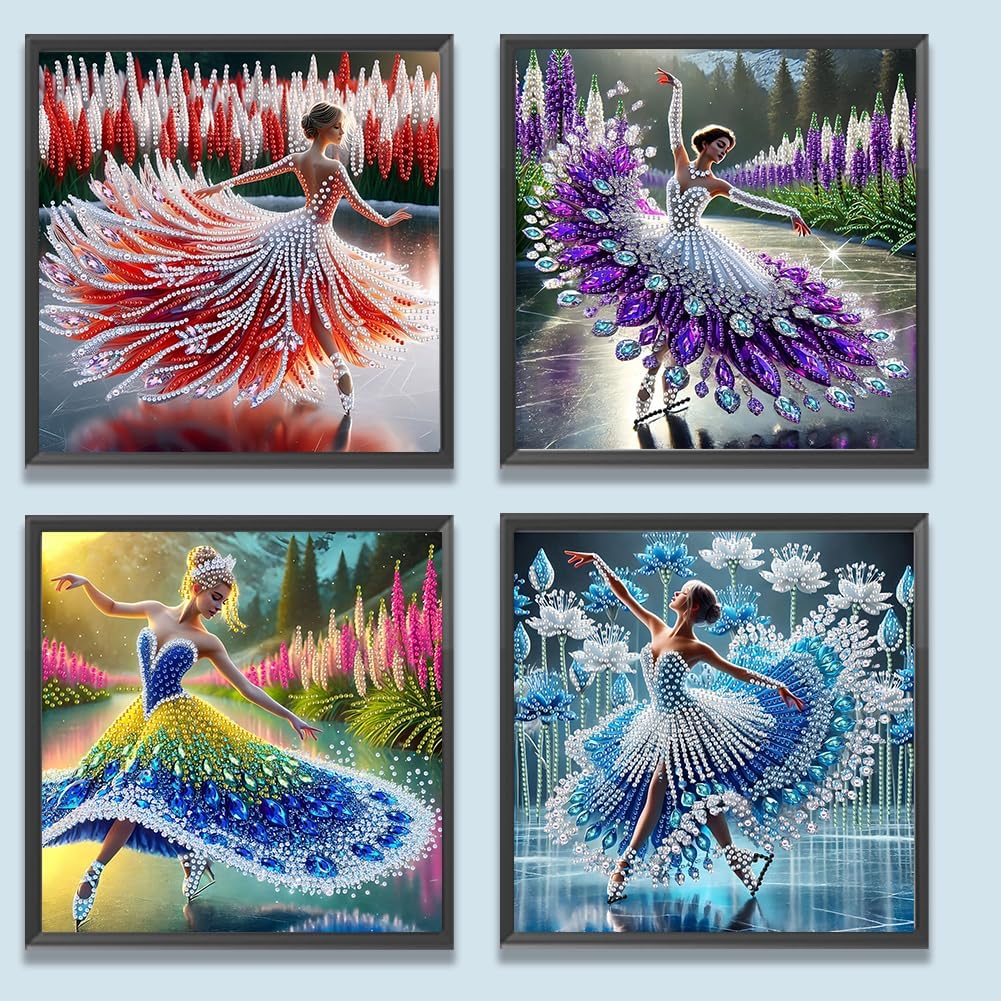 C'eitura 4Pcs 5D Special Shape Diamond Art Kits for Beginners, Diamond Art Painting Kits for Adults, Crystal Rhinestones Diamond Art Painting for Home Wall Decoration Gift 12×12 inch/30×30 cm