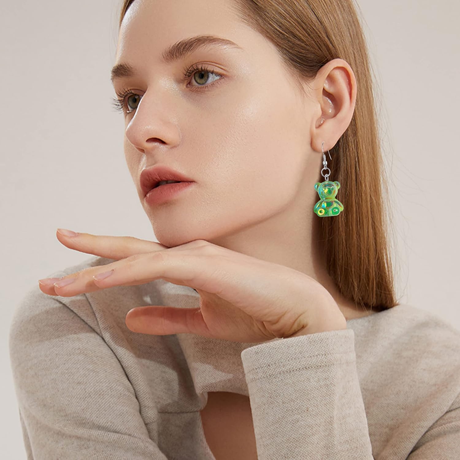 6 Pairs Gummy Bears Earring Set Cute Bear Dangle Colorful Resin Candy Cartoon Animal Drop Stud Earring for Women Jewelry - Image 6