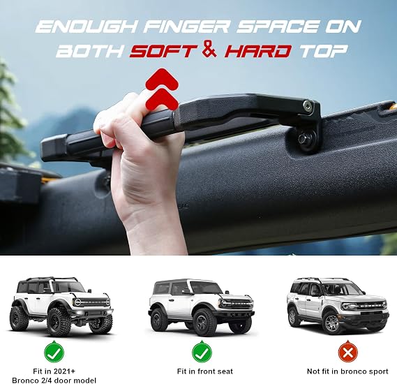 Mabett Aluminum Alloy Rear Grab Handles fit Ford Bronco 2021-2026 2/4-Door, Roll Bar Grip Handle Metal Durable 2PCS Bronco Accessories