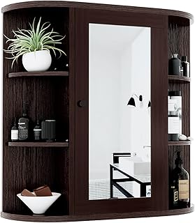 Sponsored Ad - MEETWARM Bathroom Cabinet Wall Mounted Multipurpose Hanging Cupboard Kitchen Medicine Storage Organizer wit...