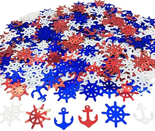 Anchor Timón Confeti patriótico náutico fiesta temática náutica baby shower recorte náutico rojo blanco azul rojo blanco azul 1.5 onzas 1400 piezas