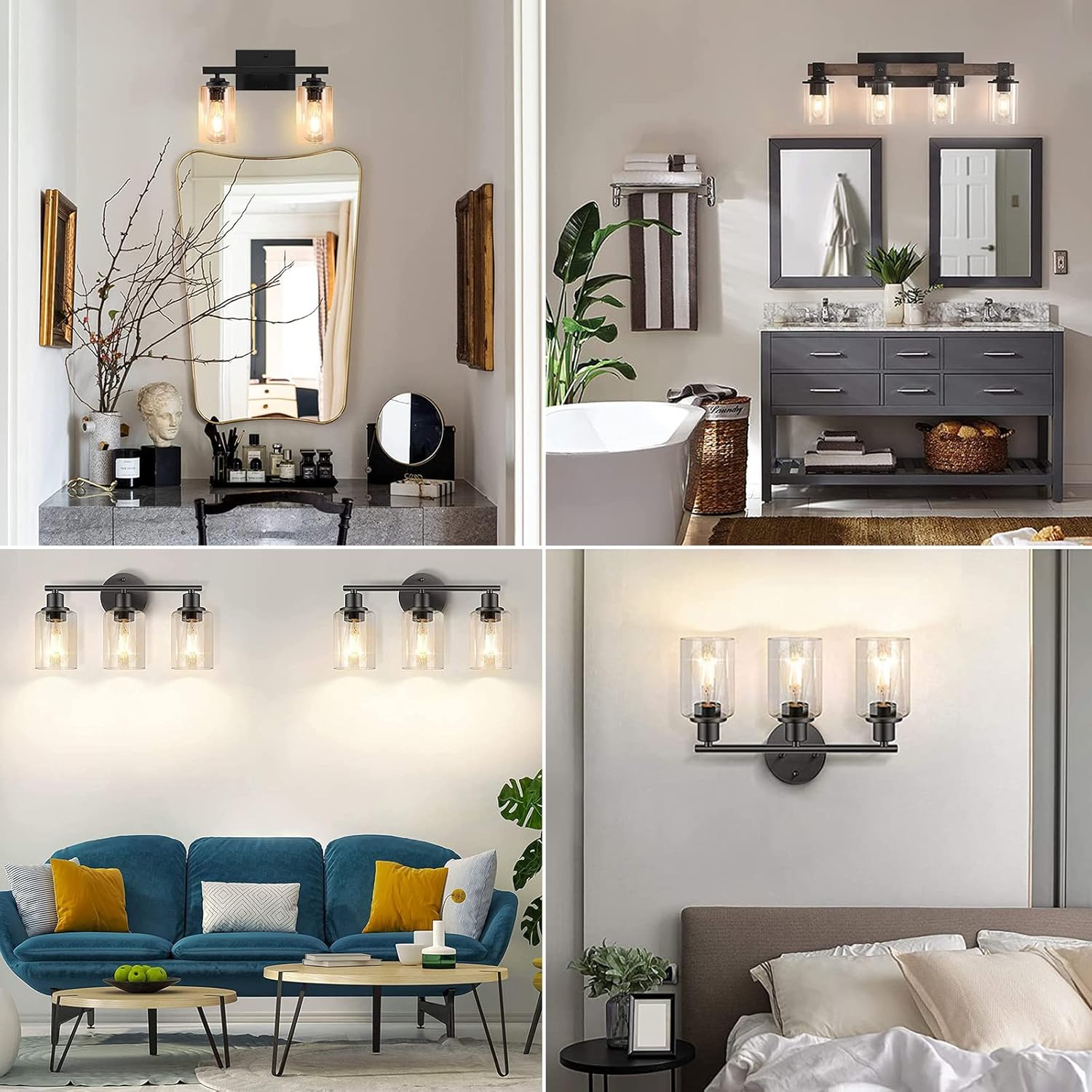 4 Pack Clear Glass Lamp Shade, 5.5in High, 3.5in Diameter, 1.65inch Fitter, Cylinder Glass Shades Replacement Lampshade Covers for Chandelier Vanity Wall Sconces Light Fixture High Transmittance - - 