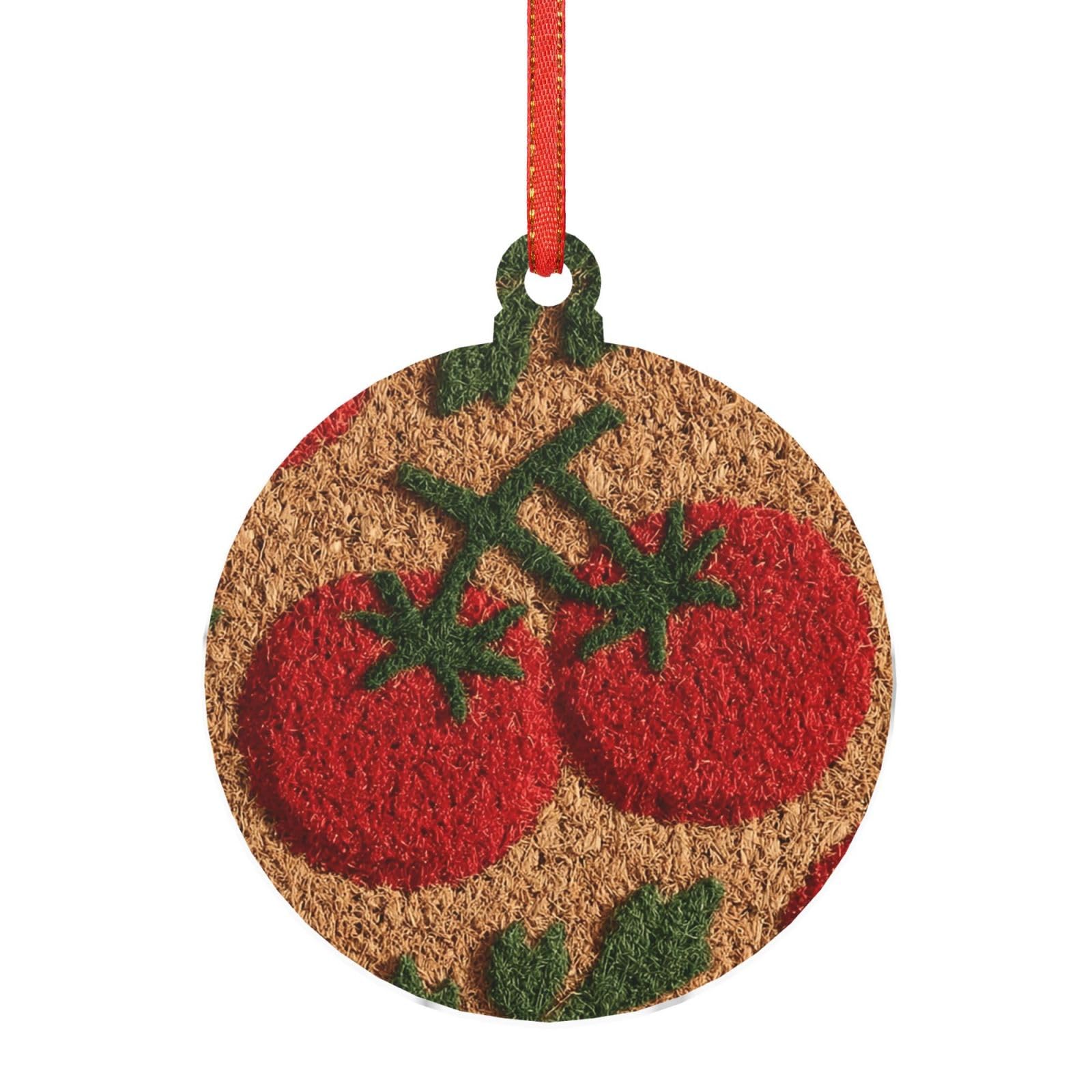 Hjkjkkj Round Shape Acrylic Ornament Christmas Tree Decoration Clear Round Pendant With Red Ribbon Tomatoes Christmas Ornaments Indoor Outdoor Hanging Acrylic Pendants For Xmas Party Decor