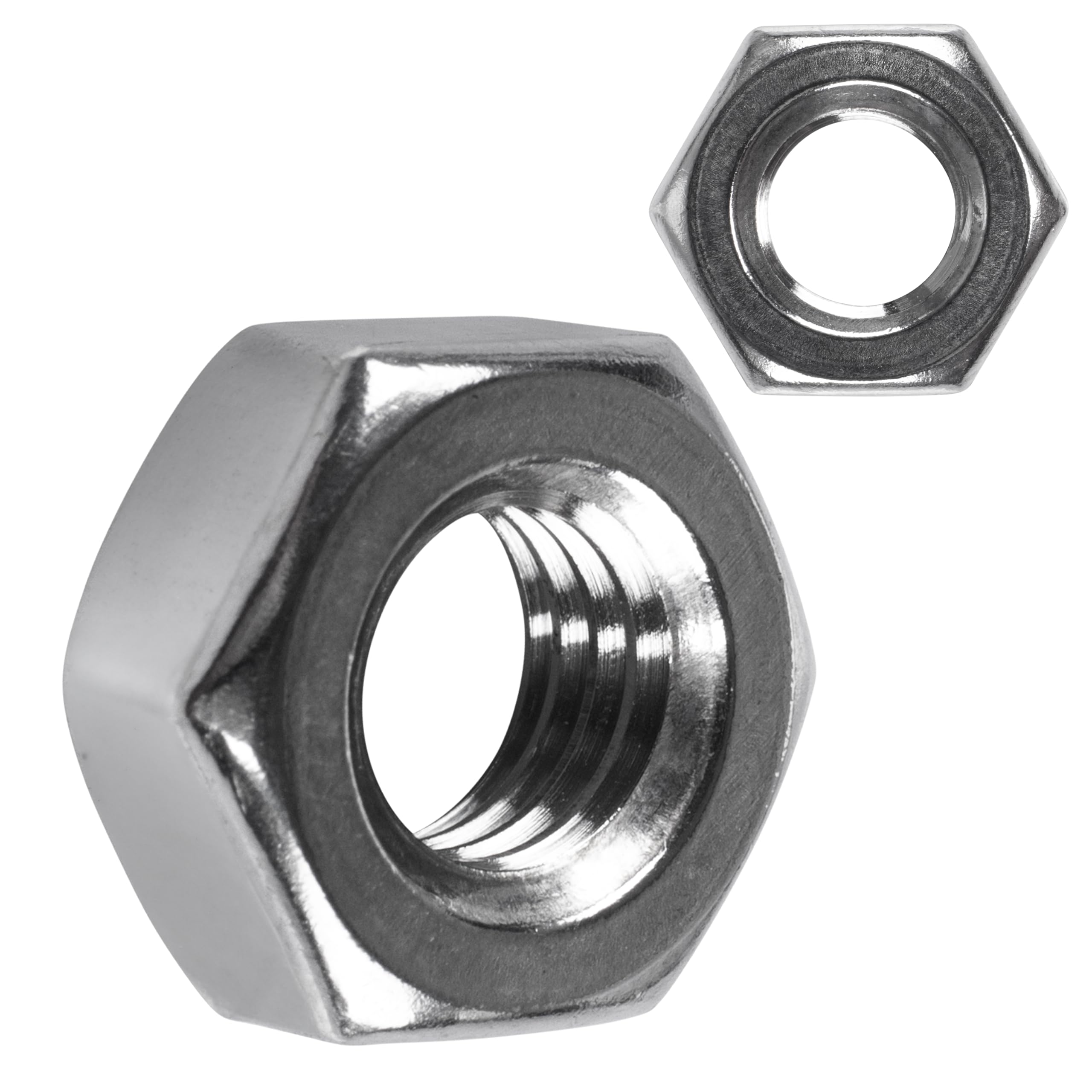 Dadi esagonali in acciaio inox M3 M4 M5 M6 M8 M10 M12 V2A DIN 934, dadi inossidabili per viti e rondelle e barre filettate