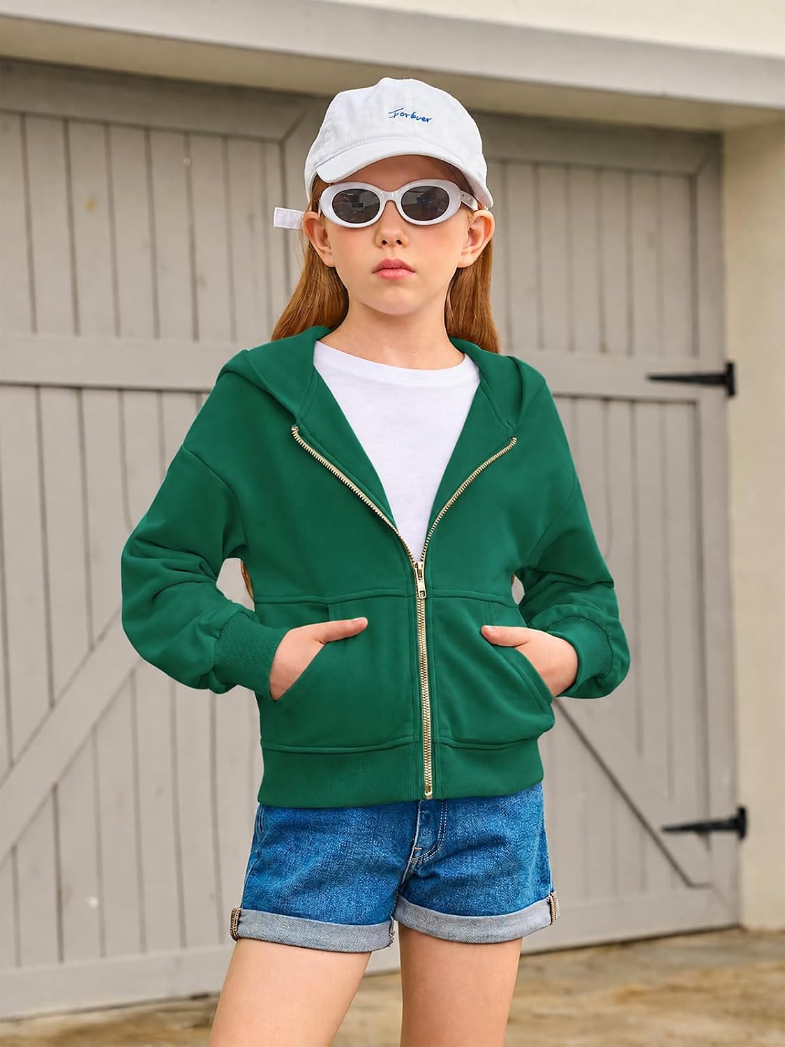 Haloumoning Girls Zip Up Hoodies Kids Casual Long Sleeve Sweatshirt Fall Jacket with Pockets 5-14 Years image 2