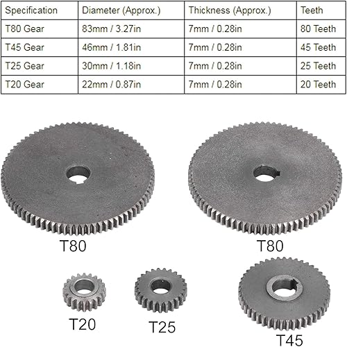 Miniatura 2 de ViaGasaFamido Juego de 5 piezas de engranaje de torno de metal de máquina herramienta Mini T80 T45 T25 T20 Kit de reemplazo de accesorios de metal