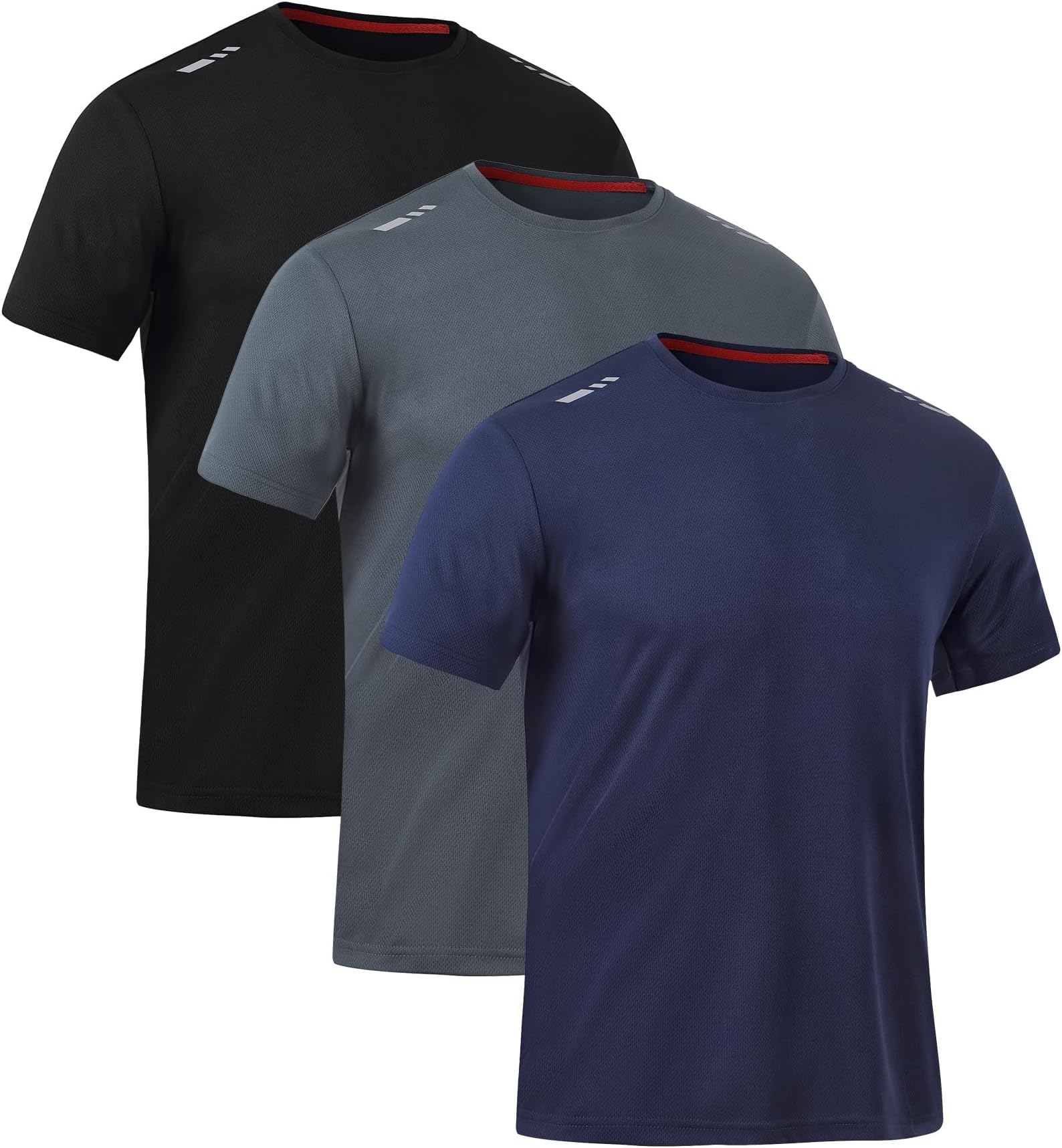 Mens Tshirt 3 Pack Gym Workout T Shirts Quick Dry Sports T-Shirt Crew Neck Short Sleeve Athletic T Shirt