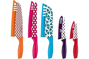 MICHELANGELO 10-Piece Non-Stick Colored Kitchen Knife Set