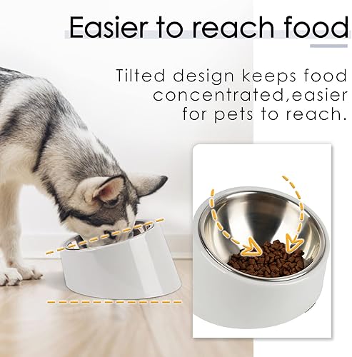 Miniatura 3 de Super Design - Tazón inclinado en 15 para perros y gatos, ángulo inclinado para bulldog y mascotas, antideslizante y antiderrames, más fácil de
