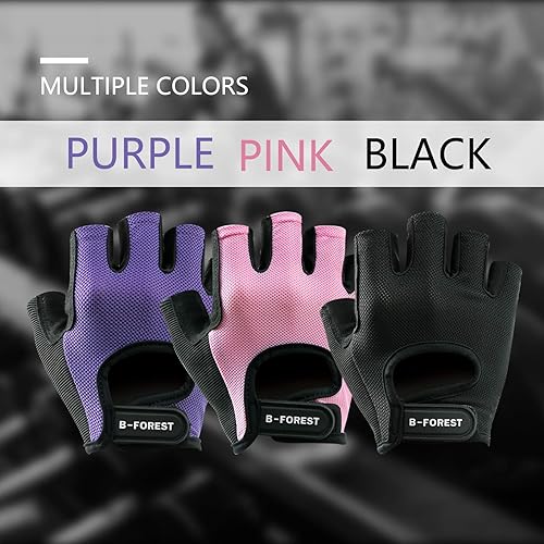 Miniatura 7 de B-Forest Guantes de entrenamiento, guantes de gimnasio para hombres y mujeres, guantes sin dedos para levantamiento de pesas, para entrenamiento,
