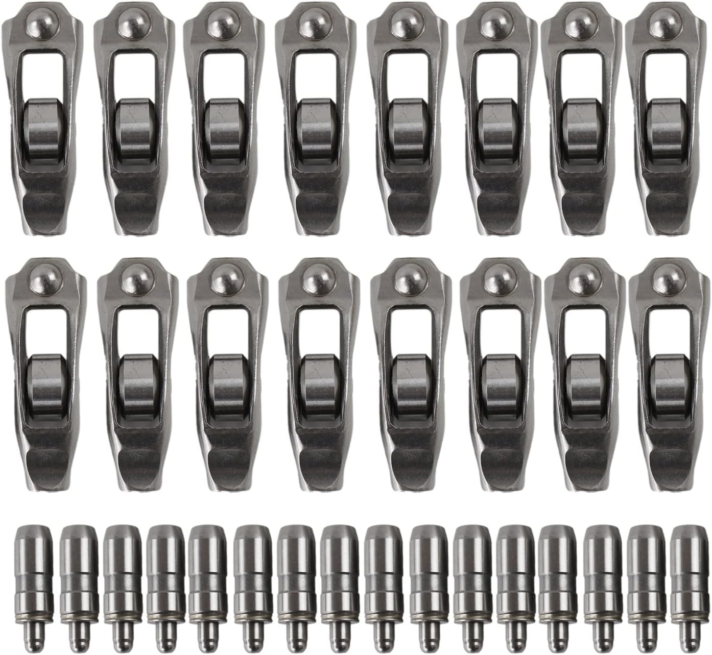 16Pcs Lifter & 16Pcs Rocker Arm Fits for 1999-2004 Jeep-Grand Cherokee WJ 4.7L V8 4x4 Engine Aftermarket Parts, Replace OE 53021077 53020742AC 53020742AB