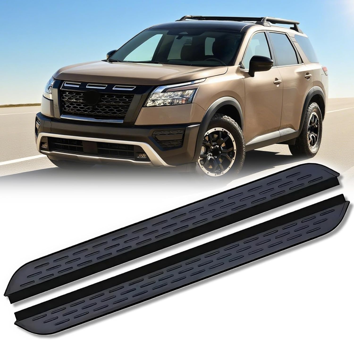 2Pcs Running Board Fit for Nissan Pathfinder 2022-2025, Fixed Side Steps Nerf Bar Pedal Protector Rail Board, Black Aluminum
