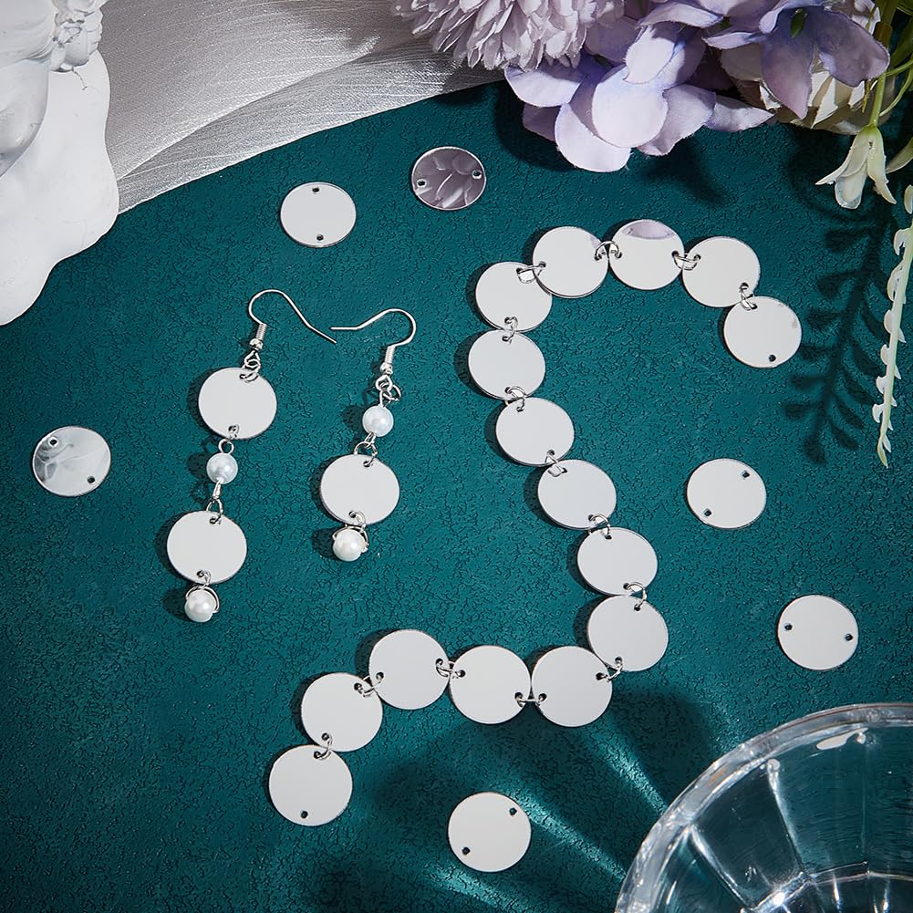 AHANDMAKER Lot De 100 Strass Miroir Argentés à Coudre - Ronds Et Plats - En Acrylique - À Coudre - Strass Effet Miroir - Pour Travaux Manuels, Décoration De Vêtements