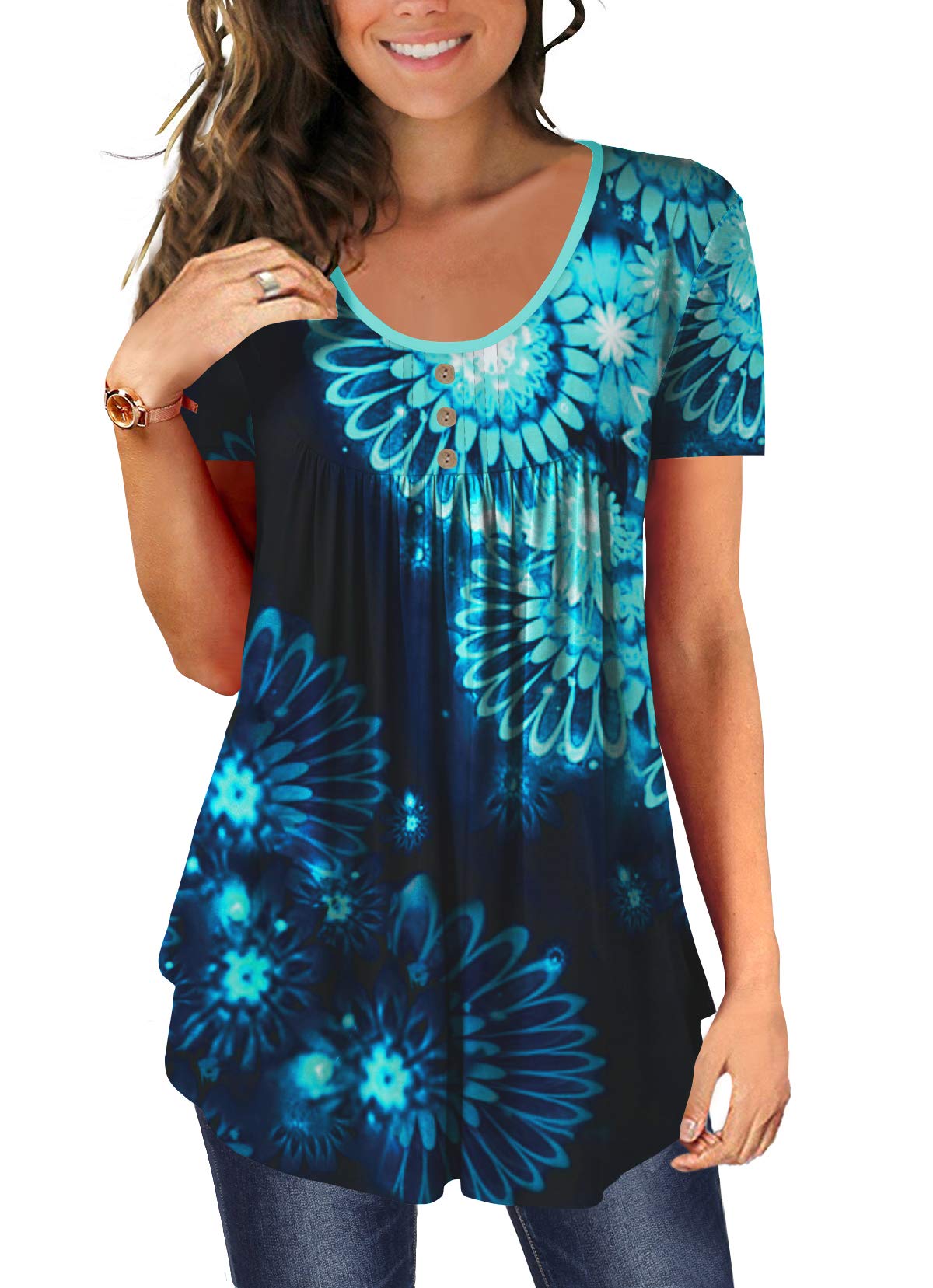 Short Sleeve Women's Long Tunics For Leggings Beadchica