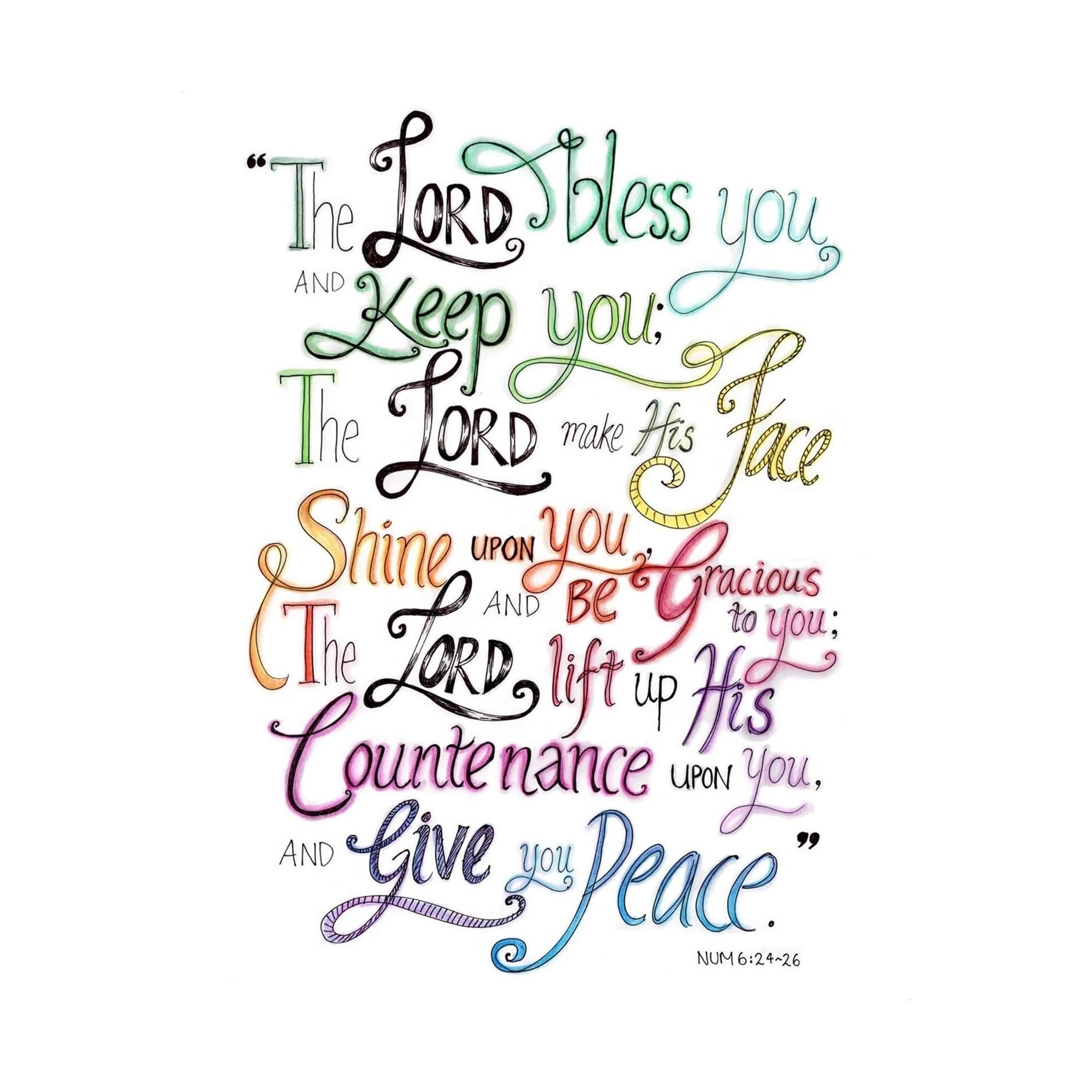 RNUMLIGH "The Lord Bless You & Keep You Numbers 6:24 Wall-Art, KJV Scripture Print for Home, Church, Office, Christian Blessing Decor & Gift(Framed,12x18inch(30x45cm))