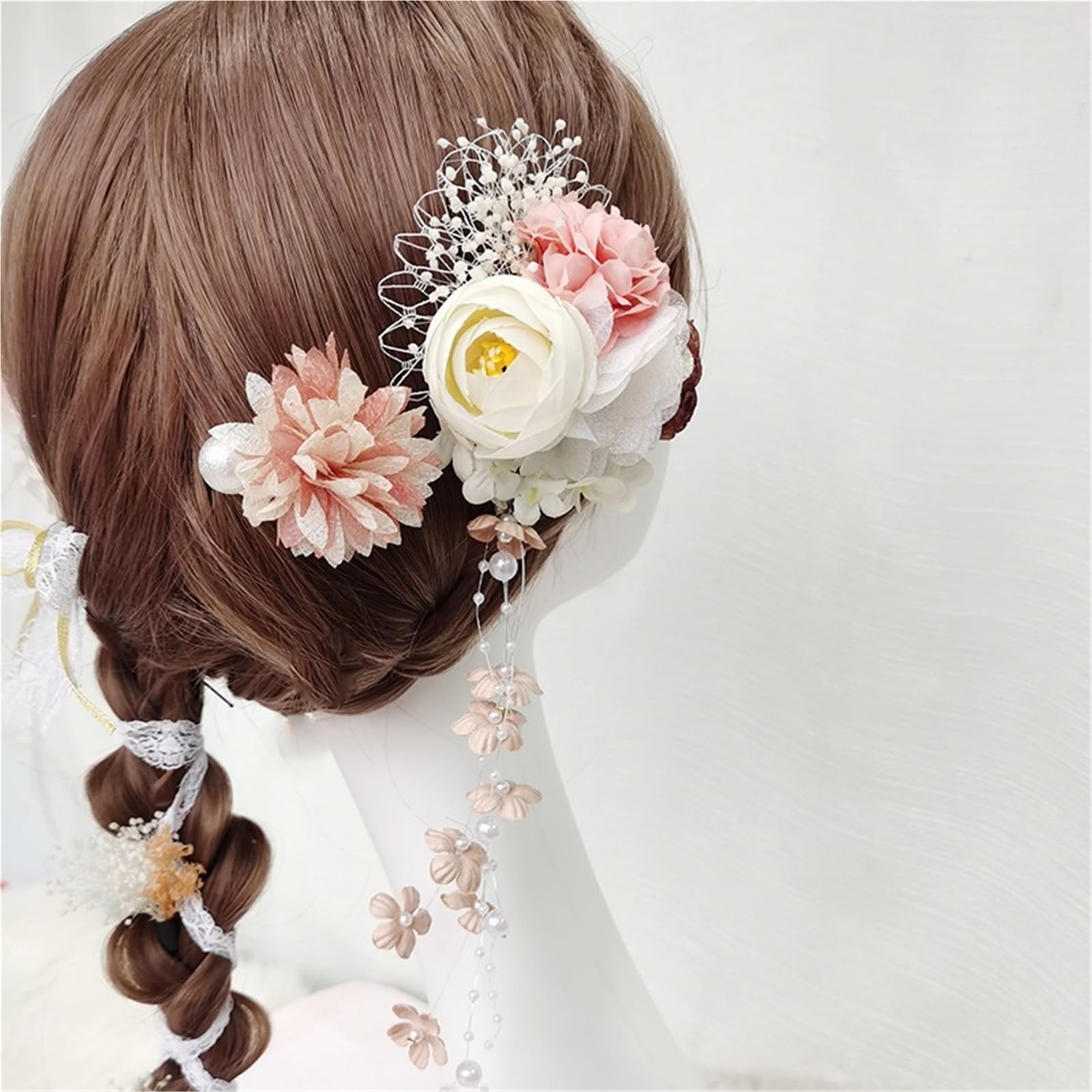 Tessuto etnico Fiore Accessori for capelli Clip Nappa Abbigliamento Forcina Copricapo Barrette(Purple)