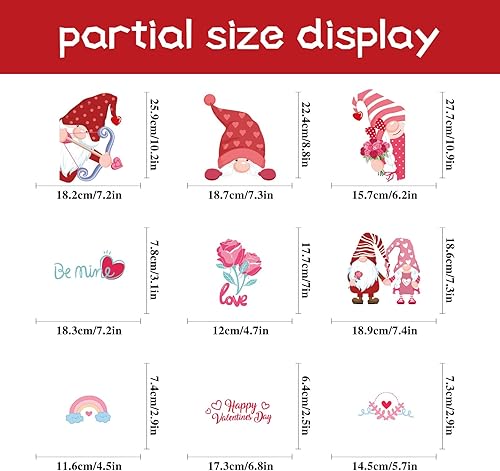 Miniatura 2 de GYGYL 9 hojas de 126 piezas de calcomanías para ventana del día de San Valentín para decoración de San Valentín, suministros de fiesta de boda,
