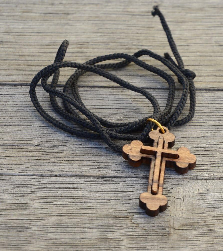 Most Original Gifts Certified Bethlehem Made Wooden Cross (Olive Wood) Budded Cross Pendant on Black Cord Necklace in Natural Cotton Pouch - 24" Adjustable Wood Cross Necklace for Men & Women - Image 6