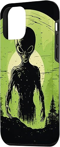 Vista 29 de iPhone 15 Pro Max Cute Green Alien Head UFO Space Face Alien Case