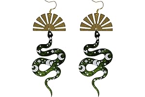 Celestial Green Snake Earrings: Adorned with the Grace of Nature