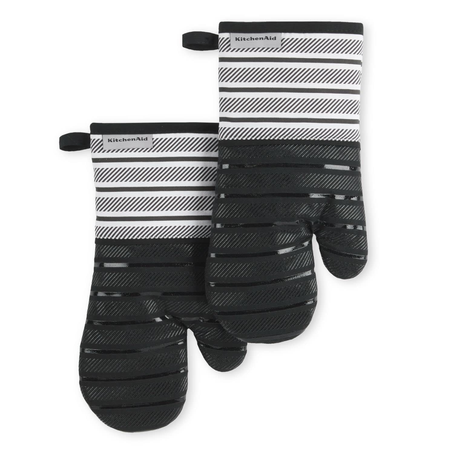 KitchenAid Albany Oven Mitt 2-Pack Set, Onyx Black, 7"x13"