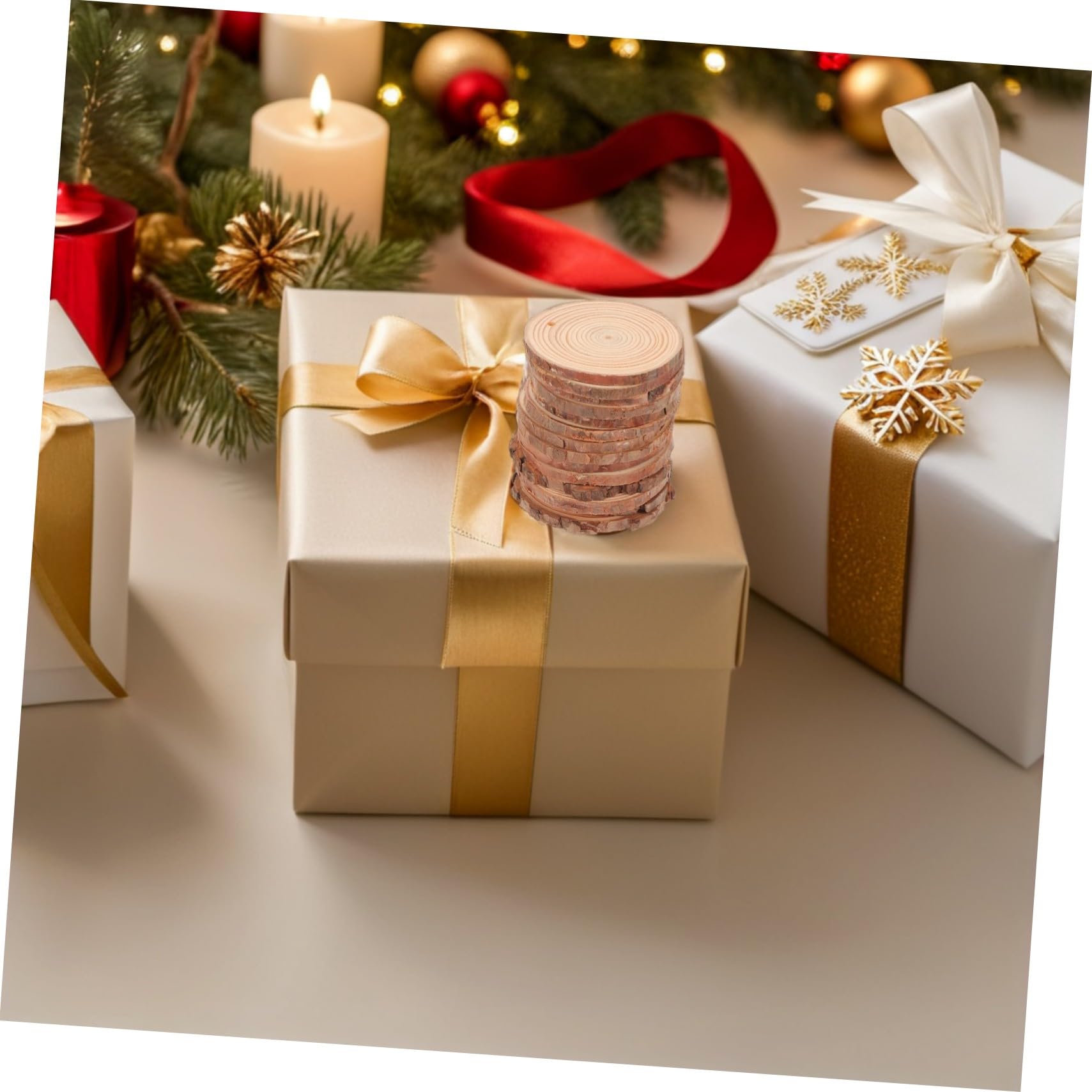 Hohopeti 30 Stk. Teiliges Unbehandelte Runde Holzscheiben aus Robustem Kiefernholz mit Jute Baumwollfaden Vielseitig für DIY Bastelprojekte Weihnachtsdekoration Hochzeits Wohnaccessoires