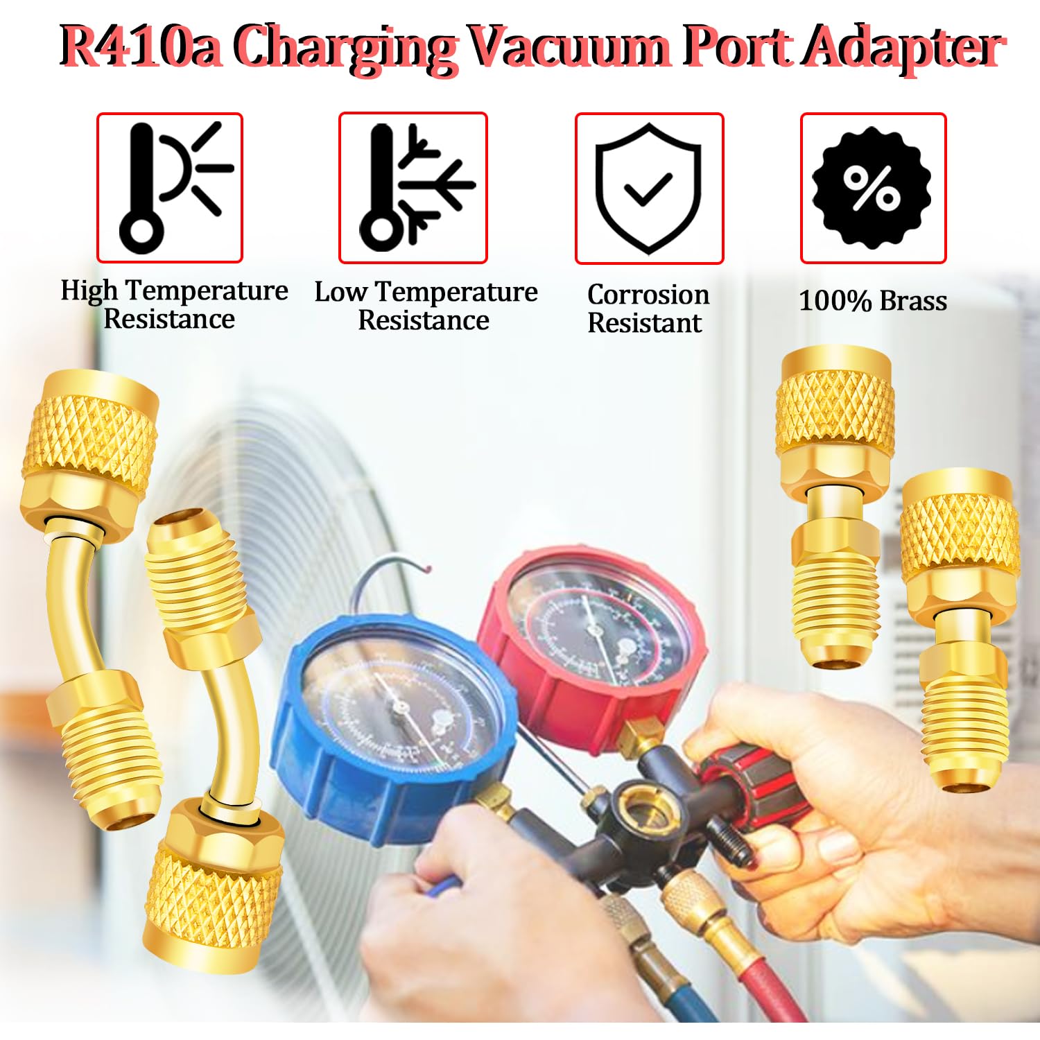 ZNDAW R410A Adapter Kit For Mini Split Systems – 5/16" Female To 1/4" Male Flare Valve Core Remover With 45° & 90° Ports, Hose Gaskets, HVAC Refrigeration Tool Set - View #4