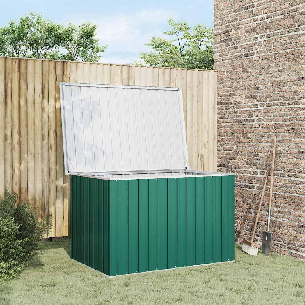 Scatola da giardino verde, 149 x 99 x 93 cm, resistente alle intemperie, per cuscini, coperte e giocattoli, con coperchio impermeabile, richiudibile, ideale per terrazza, balcone e mobili da