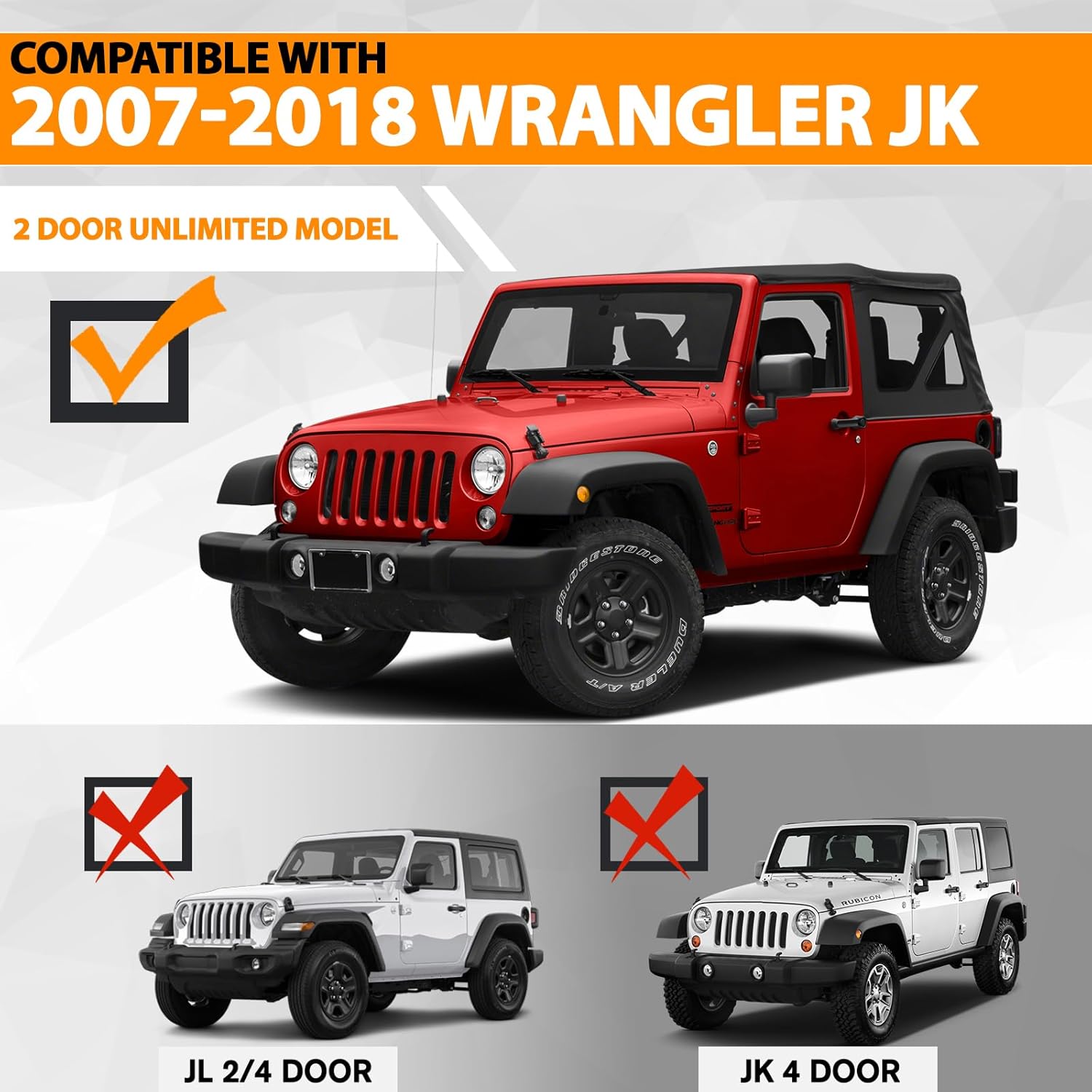 CALLIERT Running Boards Compatible with 2007-2018 Jeep Wrangler JK 2 Doors, Heavy Duty Bolt-on Steel Side Steps, Powder Coated Black Step Bars