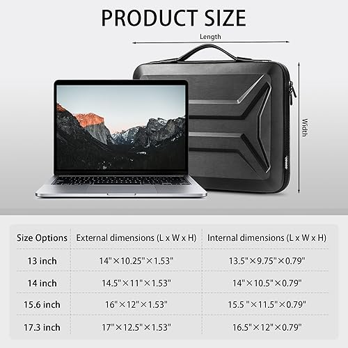 Miniatura 2 de DOMISO Funda rígida para laptop de 15.6 a 16 pulgadas, impermeable, a prueba de golpes, funda protectora para laptop con mango retráctil para