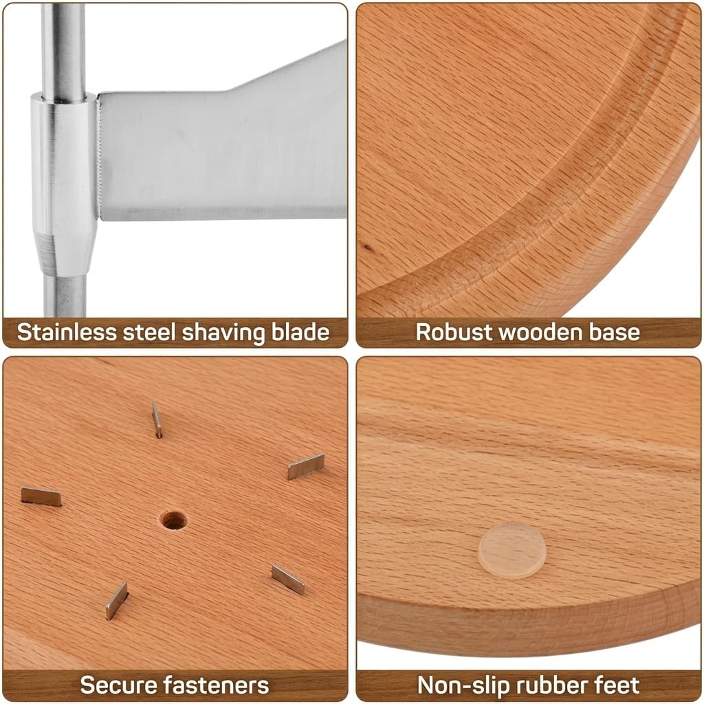 Stainless Steel Cheese Curler with Non-Slip Wooden Base, Rust-Proof & Easy to Use Cheese Shaver for Tete de Moine, Ideal for Home Cafes Restaurants and Dessert Shops