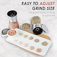 Vista 3 de Juego de Molinillos de Sal y Pimienta - Molinillo Recargable Molienda Ajustable de Pimienta Sal Especias Molinos de Acero Inoxidable Vidrio 6oz