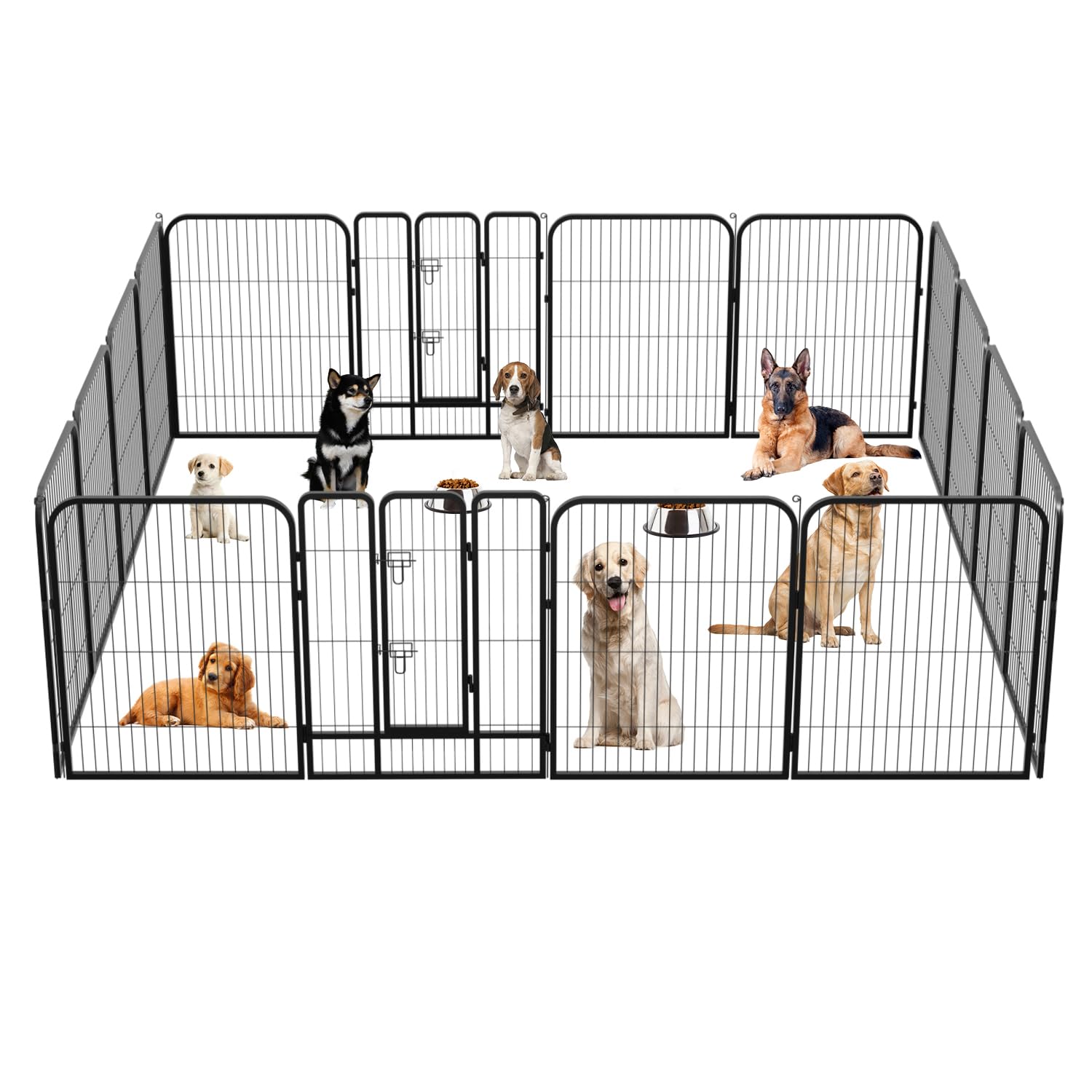 Pet Playpens for Dogs, Indoor Outdoor Pet Fence Barrier, 16 Panels 40(H) Inches High Exercise Heavy Duty Dog Playpen with Lockable Double Door Foldable Metal Dog Fence for Large Medium Small Animals
