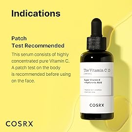 COSRX Pure Vitamin C 13% Serum with Vitamin E & Hyaluronic Acid, Hydrating Facial Serum for Fine Lines, Uneven Skin Tone & Dull Skin, 0.67fl.oz/20ml, Korean Skin Care, Stocking stuffers for women