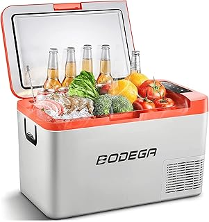 BODEGA 25 Litres Portable Electric Car Refrigerator 12V 24V for Home, Camping, Travel, Car, +20°C to -20°C