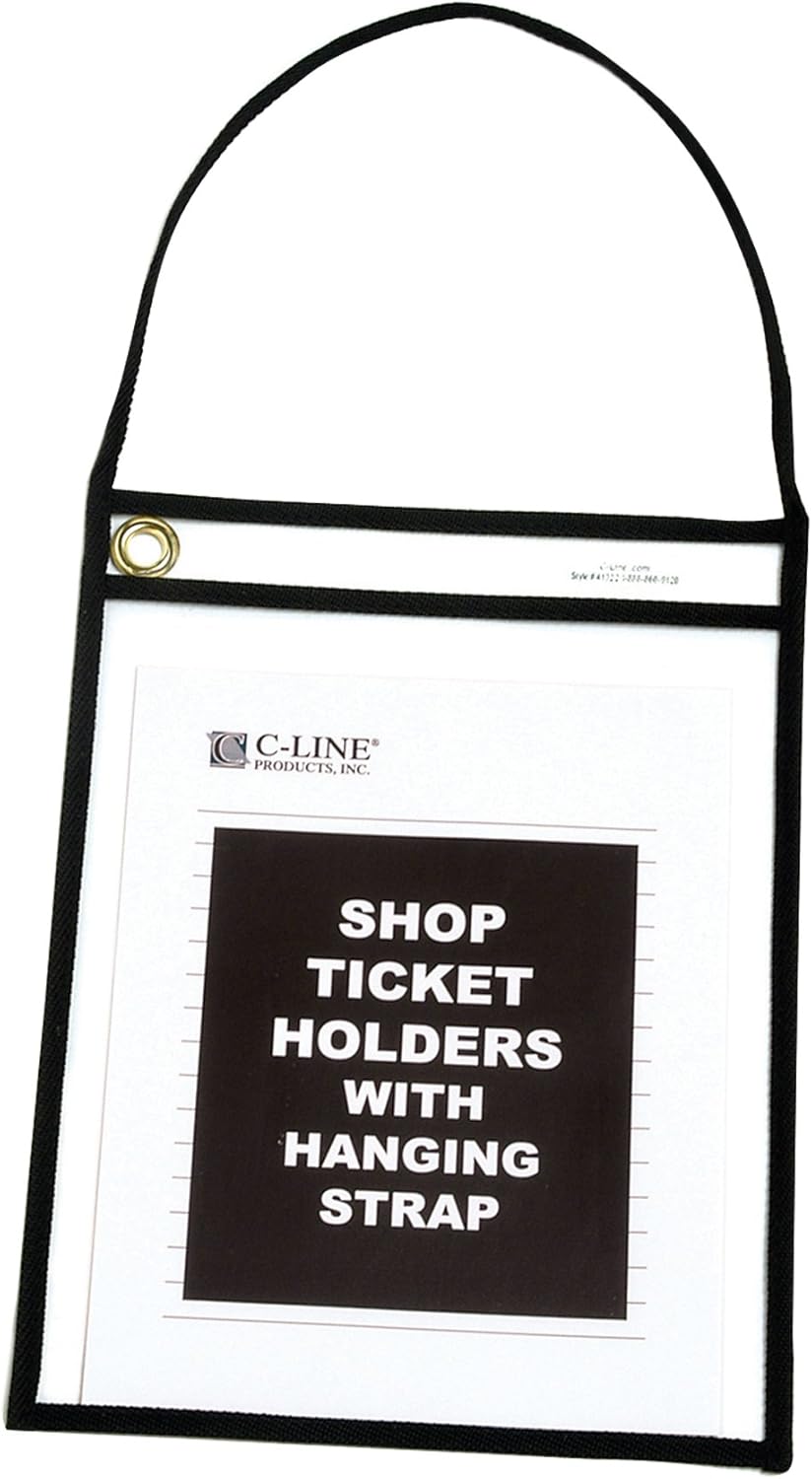 C-Line 1-Pocket Shop Ticket Holder w/Setrap, Black Stitching, 75-Sheet, 9 x 12, 15/Box