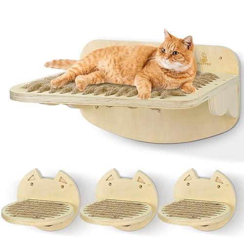 Cat Wall Shelves Cat Hammock with 3 Steps, Cat Furniture Cat Shelf for Wall, Natural Sisal Cat Shelves and Perches, Cat Climbing Shelf Cat Scratching Post,Modern Cat Bed & Furniture, Gift for Cat