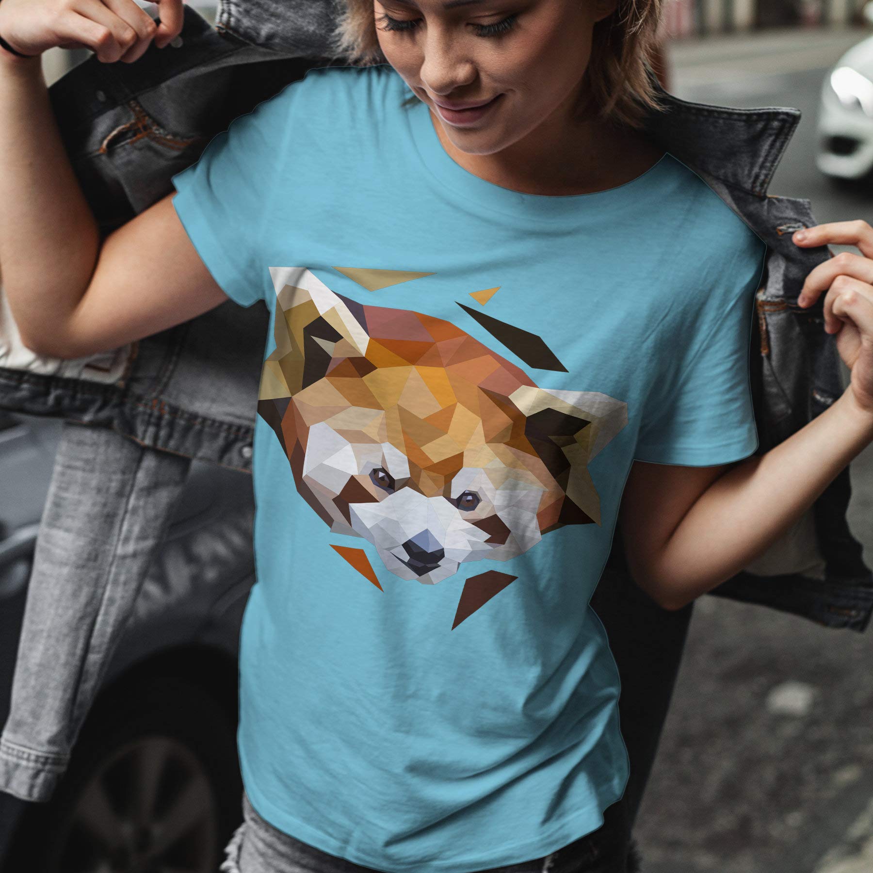 Playera con diseño de Panda roja - Divertida Camiseta para Amante de los Animales - Regalo de Caricatura Kawaii para Mujer - Camiseta con impresión de bebé Gris Gris L