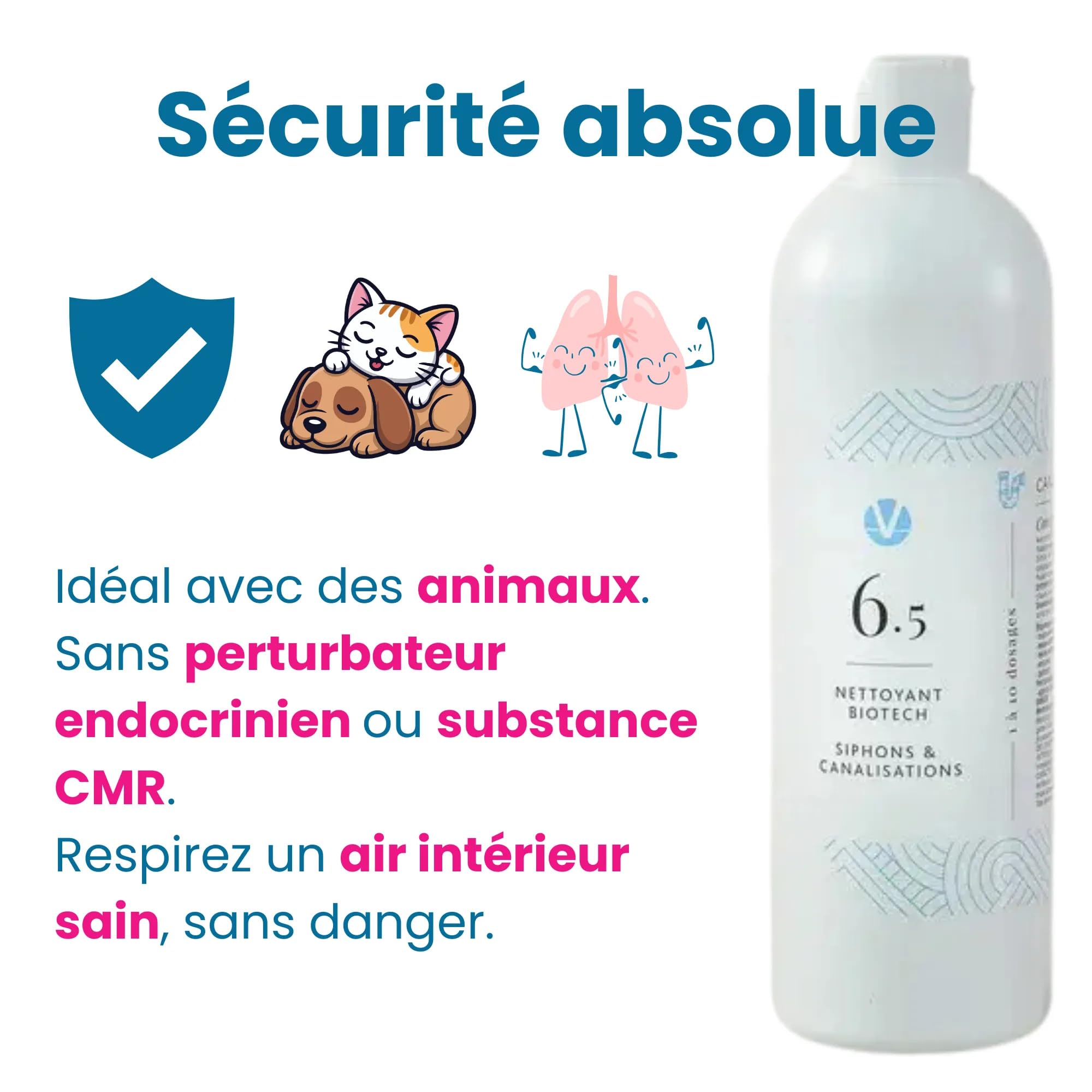N°6.5 Canalisations Enzymatique Concentré – Odeurs Égout 50 Doses | 0,55€/dose, 1 à 2 ans d'autonomie, sans CMR ni perturbateurs endocriniens, sain pour animaux, Qualité Pro, fabriqué en France