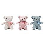 FLUFFYFUN 100% Organic Cotton Baby Teddy Bears Bulk for Baby Shower 6.5 (3pcs/Set)