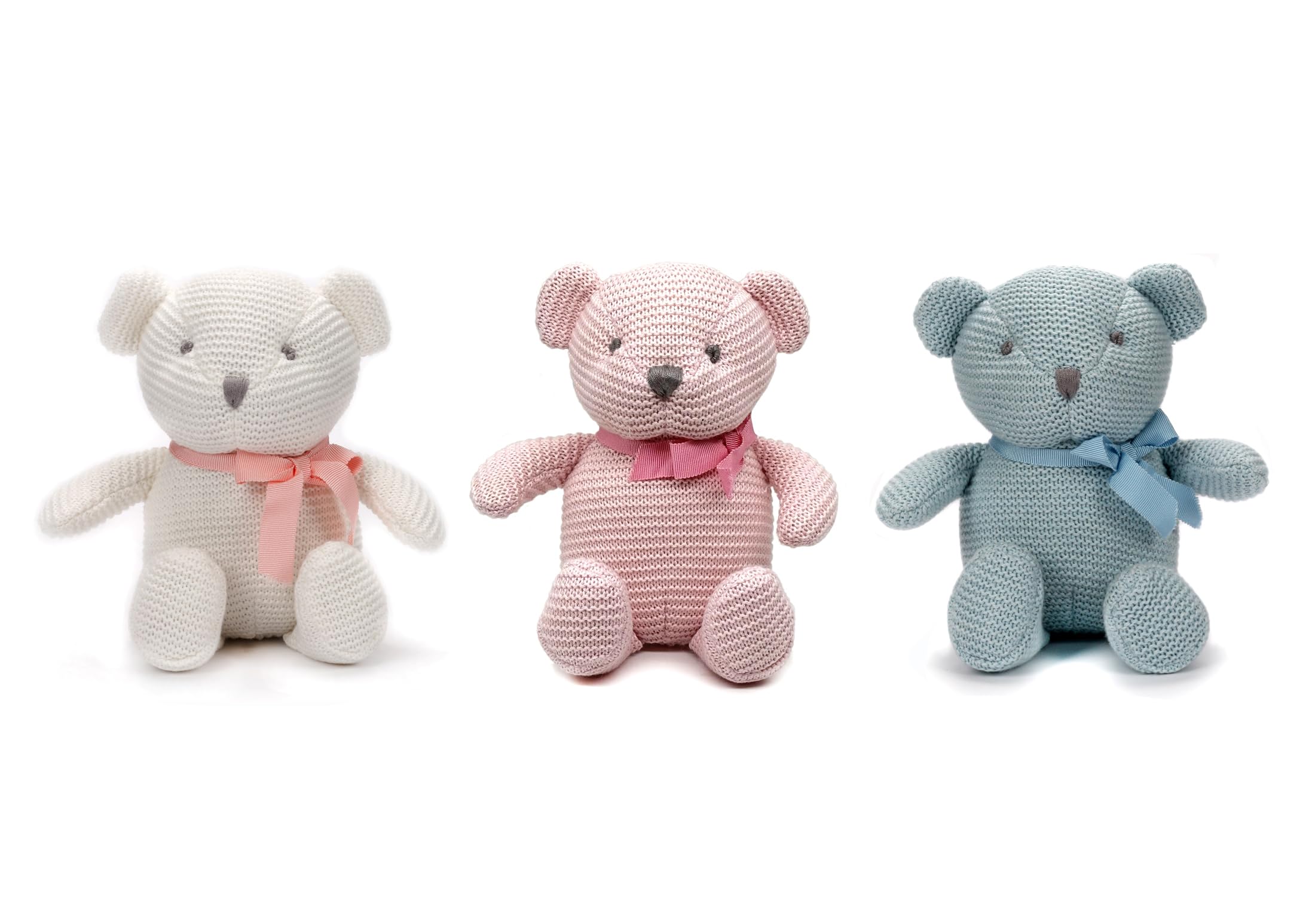 100% Organic Cotton Baby Teddy Bears Bulk for Baby Shower 6.5" (3pcs/Set)OEKO-TEX STANDARD 100
