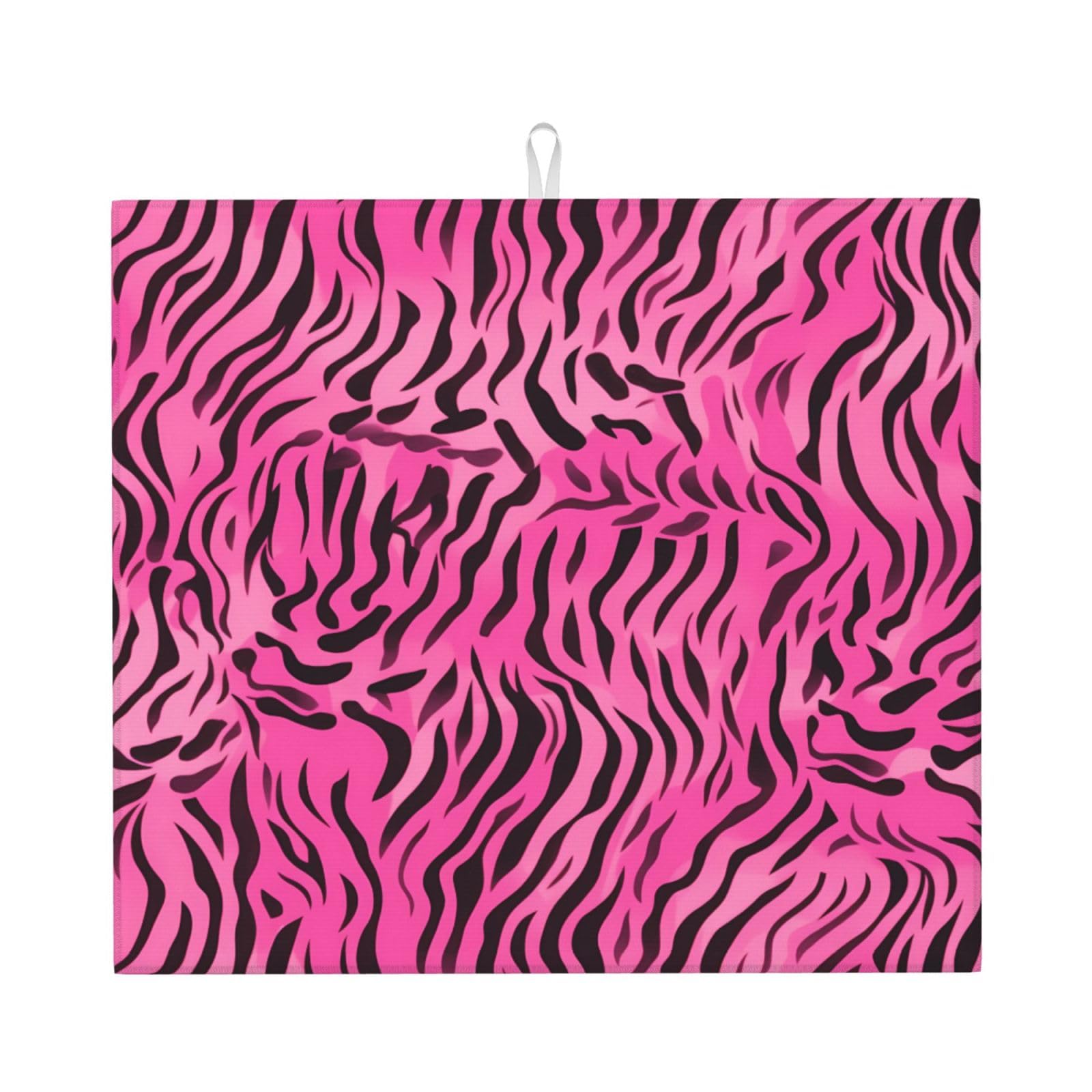 WHJSHOP zebra tiger leopard pink Prints Kitchen Drying Mat – Absorbent Dish Throw for Countertops, Quick-Dry Non-Slip Layer with Colorful Prints, Ideal Housewarming Gift