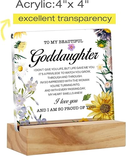 Miniatura 2 de Placa de escritorio de acrílico con soporte de madera, recuerdo de oficina en casa con texto en inglés «I Love You»