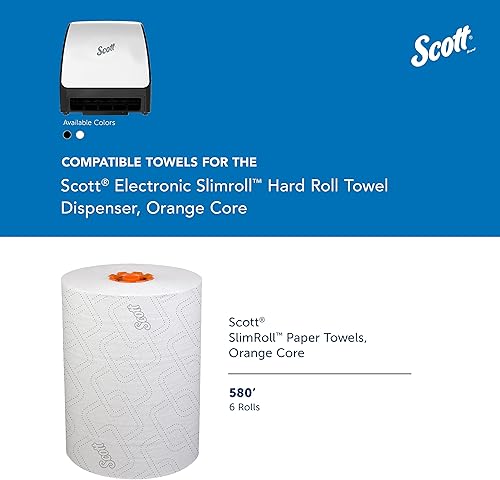 Miniatura 8 de Scott Dispensadores automáticos de toallas Slimroll (47259), blanco, para toallas Slimroll Orange Core Scott, 11.8 x 12.35 x 7.25 pulgadas (1 unidad)