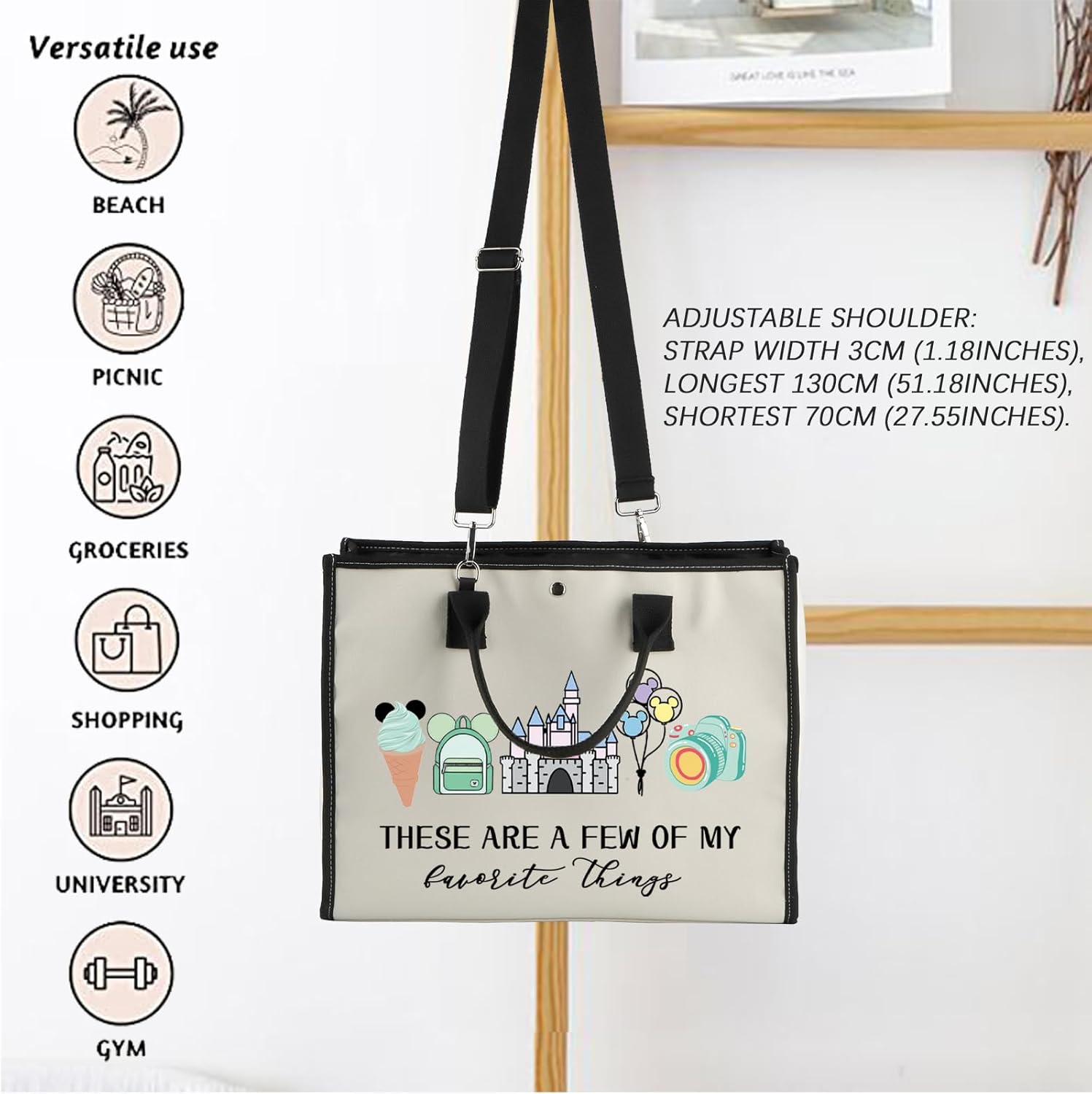 Vacation Trip Gift Fairytale Fans Tote Bag Mouse Family Trip Snacks Makeup Bag Magic Kingd*m Gift Mouse Ice Cream Handbag (F-things Mouse LT) - Image 3